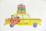 Kate Dickerson Needlepoint - New York Yellow Cab w/Flowers & Suitcases