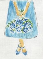 Kate Dickerson Needlepoint - Blue Flowers on Striped Skirt
