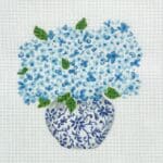 Kate Dickerson Needlepoint - Blue Chinoiserie Pot w/Blue Hydrangeas