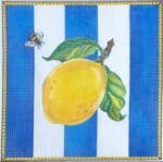 Kate Dickerson Needlepoint - Lemon & Bee on Blue Stripes