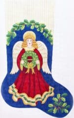 Alexa Designs - Angel holding Wreath Stocking (7296)