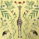 The Collection Designs - Giraffe with Botanicals Background