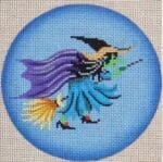 Patti Mann Needlepoint - Wicked Witch on Broom Ornament
