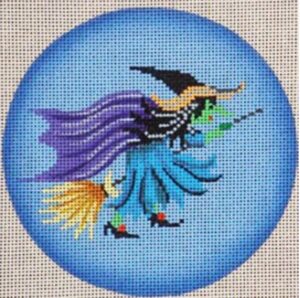 Patti Mann Needlepoint - Wicked Witch on Broom Ornament