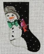 Patti Mann Needlepoint - Snowman Cardinal Mini Sock
