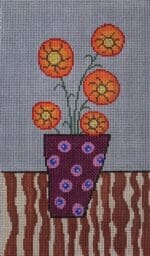 Patti Mann Needlepoint - Flowers in Maroon Vase