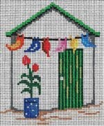 Patti Mann Needlepoint - Red Flowered Plant Cabana