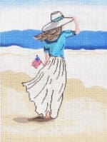 Patti Mann Needlepoint - Lady on Beach with Flag