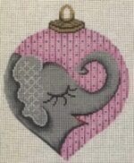 Patti Mann Needlepoint - Elephant on Pink Ornament