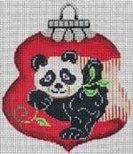 Patti Mann Needlepoint - Panda on Red Ornament