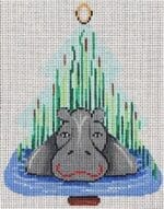 Patti Mann Needlepoint - Hippo in Water Ornament
