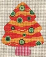 Patti Mann Needlepoint - Orange and Red Swirl Ornament