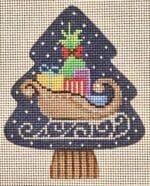 Patti Mann Needlepoint - Sleigh on Blue Tree Ornament