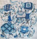 Patti Mann Needlepoint - Blue and White Elephants