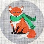 Patti Mann Needlepoint - Standing Fox with Green Scarf Ornament