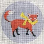 Patti Mann Needlepoint - Standing Fox with Yellow Scarf Ornament