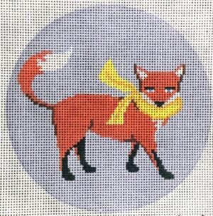 Patti Mann Needlepoint - Standing Fox with Yellow Scarf Ornament