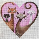 Patti Mann Needlepoint - Heart-shaped Cats