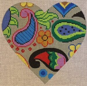 Patti Mann Needlepoint - Paisley Heart Ornament