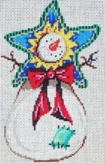 Patti Mann Needlepoint - Snowman Red Bow Ornament