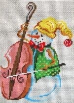 Patti Mann Needlepoint - Snowman Bass Violin Ornament