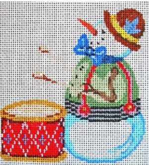 Patti Mann Needlepoint - Snowman  Drums Ornament
