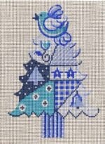 Patti Mann Needlepoint - Blue Bird on Tree Ornament