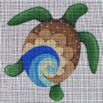 Patti Mann Needlepoint - Turtle with Wave and Sand Ornament
