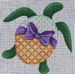 Patti Mann Needlepoint - Turtle with Purple Bow Ornament