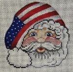 Patti Mann Needlepoint - Santa Face with Flag Hat
