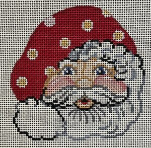 Patti Mann Needlepoint - Santa Face with Red/White Dot Hat