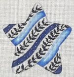 Patti Mann Needlepoint - Blue White Star Diagonal Ribbons Ornament