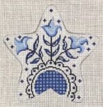 Patti Mann Needlepoint - Blue White Star 3 Tulips Ornament