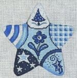 Patti Mann Needlepoint - Blue White Star Tree Holly Stars Flower
