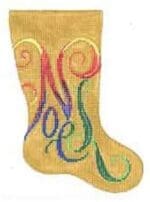 Patti Mann Needlepoint - Noel on Gold Mini Sock