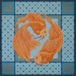 JP Needlepoint - Goldfish Pair w/Blue Borders
