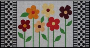 JP Needlepoint - Mod Flowers w/Black & White Border