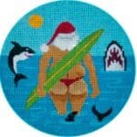 JP Needlepoint - Surfing Santa