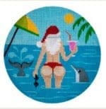 JP Needlepoint - Mrs. Santa Drinking w/Dolphins