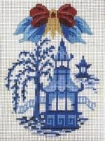 Kelly Clark Needlepoint - Blue Pagoda Kissing Ball