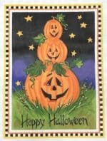 Kate Dickerson Needlepoint - Jack-o-Lantern Stack on Starry Night