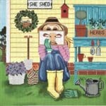 Gayla Elliott Designs - Gardening Stitching Girl