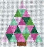 Jennifer Hall Needlepoint - Pink and Green Geometric Christmas Tree