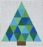 Jennifer Hall Needlepoint - Green and Blue Geometric Christmas Tree