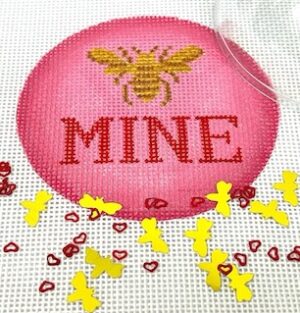 Kate Dickerson Needlepoint - American Star Ornament w/Clear Dome & Confetti