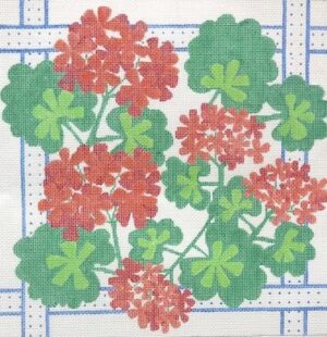Kate Dickerson Needlepoint - Geranium Square with Ribbons