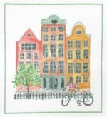 Kate Dickerson Needlepoint - Amsterdam Houses with Bicycle