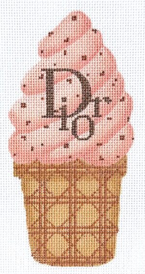 Kate Dickerson Needlepoint - Dior Peach Chocolate Chip Cone