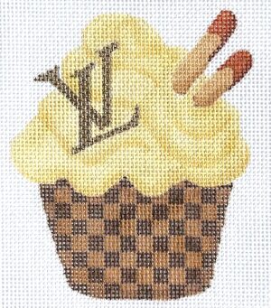 Kate Dickerson Needlepoint - LV Caramel Buttercream Cupcake