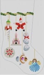 Susan Roberts Needlepoint - Seashore and Ornaments Stocking